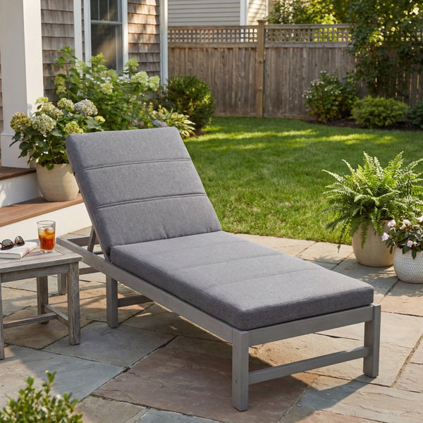 English Elm Outdoor Chaise Lounge Cushion Thick Foam Zippered Cover Uv Resistant Patio Pad Grey N779P411816G
