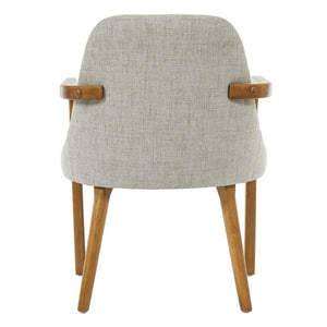 English Elm Set of 2 Mid-Century Upholstered Armchairs Beige Fabric Rubberwood Legs Dining N779P423792B
