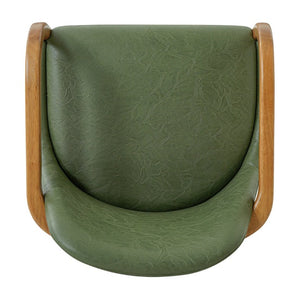 English Elm Set of 2 Mid-Century Modern PU Leather Dining Armchairs with Rubberwood Tapered Legs Green N779P423792G