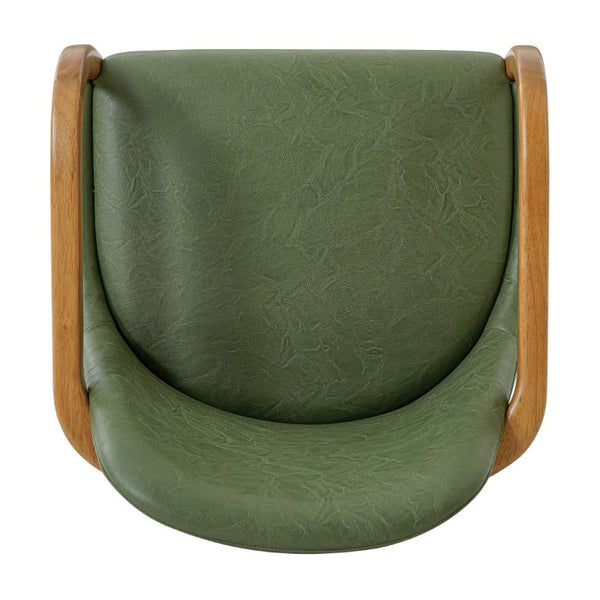 English Elm Set of 2 Mid-Century Modern PU Leather Dining Armchairs with Rubberwood Tapered Legs Green N779P423792G