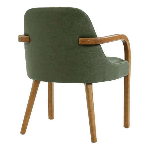 English Elm Set of 2 Mid-Century Modern PU Leather Dining Armchairs with Rubberwood Tapered Legs Green N779P423792G