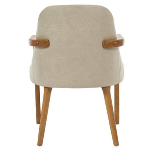 English Elm Set of 2 Mid-Century Modern PU Leather Dining Armchairs with Rubberwood Tapered Legs Khaki N779P423792K