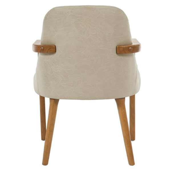 English Elm Set of 2 Mid-Century Modern PU Leather Dining Armchairs with Rubberwood Tapered Legs Khaki N779P423792K