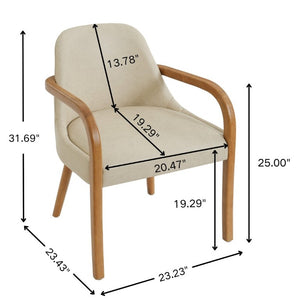 English Elm Set of 2 Mid-Century Modern PU Leather Dining Armchairs with Rubberwood Tapered Legs Khaki N779P423792K
