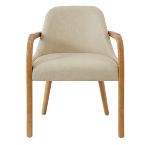 English Elm Set of 2 Mid-Century Modern PU Leather Dining Armchairs with Rubberwood Tapered Legs Khaki N779P423792K