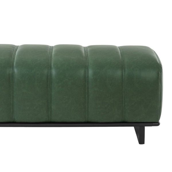 English Elm Indoor Channel Tufted Green PU Leather Bench with Sturdy Wood Frame for Dining Spaces N779P428986G