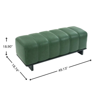 English Elm Indoor Channel Tufted Green PU Leather Bench with Sturdy Wood Frame for Dining Spaces N779P428986G