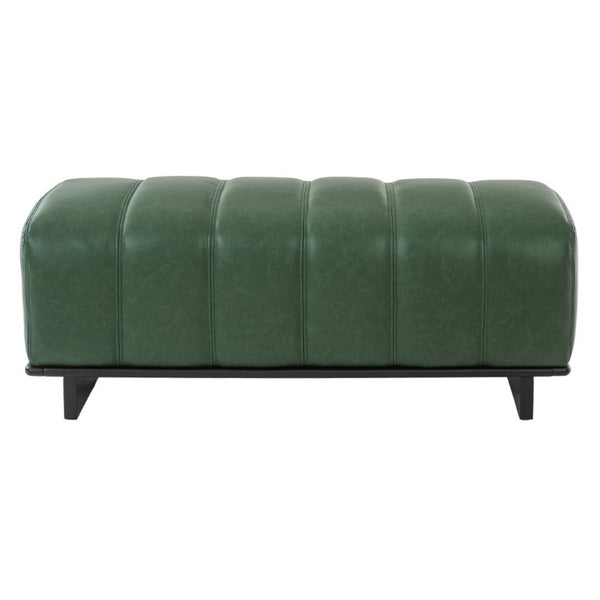 English Elm Indoor Channel Tufted Green PU Leather Bench with Sturdy Wood Frame for Dining Spaces N779P428986G