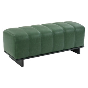 English Elm Indoor Channel Tufted Green PU Leather Bench with Sturdy Wood Frame for Dining Spaces N779P428986G