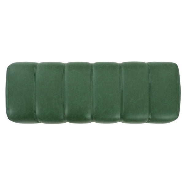 English Elm Indoor Channel Tufted Green PU Leather Bench with Sturdy Wood Frame for Dining Spaces N779P428986G