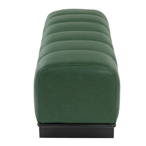 English Elm Indoor Channel Tufted Green PU Leather Bench with Sturdy Wood Frame for Dining Spaces N779P428986G