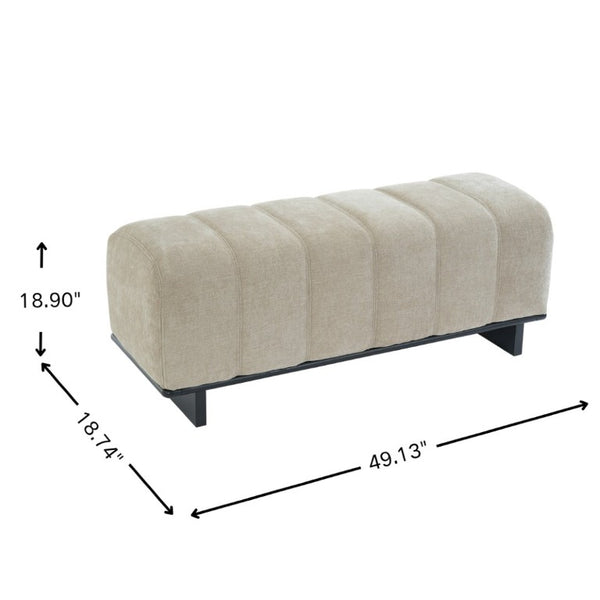 English Elm Indoor Channel Tufted Chenille Dining Bench with Rubberwood Frame for Entryway or Bedroom N779P428986O