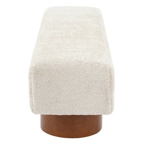 English Elm Beige Boucle Channel Tufted Dining Bench with Rubberwood Legs for Modern Interiors N779P428990M