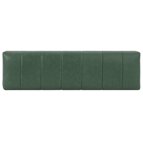 English Elm Green Channel Tufted PU Upholstered Dining Bench with Rubberwood Legs for Entryway N779P428990P