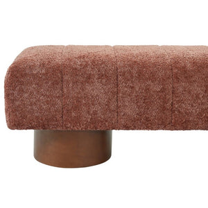 English Elm Rust Boucle Channel Tufted Dining Bench Rubberwood Frame Modern Two Person Seat N779P428990R