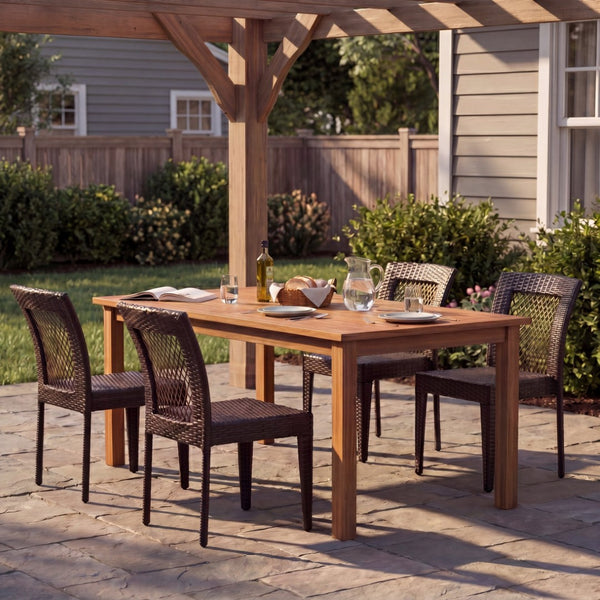 English Elm Outdoor Stackable Wicker Style Dining Chairs Set of 4 with UV Resistant PE Rattan Frame N779P433231B-2