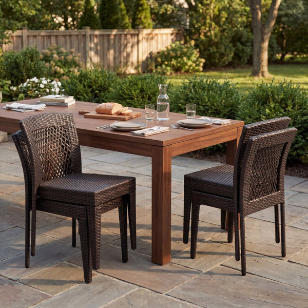 English Elm Outdoor Stackable Wicker Style Dining Chairs Set of 4 with UV Resistant PE Rattan Frame N779P433231B-2