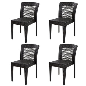 English Elm Outdoor Stackable Wicker Style Dining Chairs Set of 4 with UV Resistant PE Rattan Frame N779P433231B-2