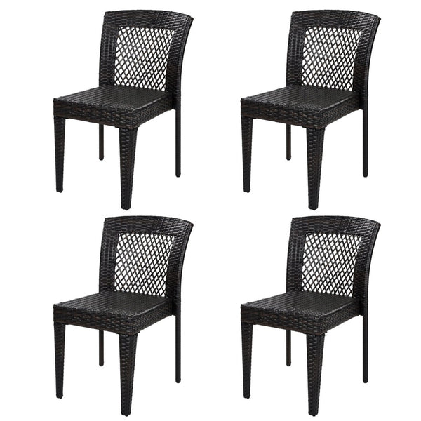 English Elm Outdoor Stackable Wicker Style Dining Chairs Set of 4 with UV Resistant PE Rattan Frame N779P433231B-2