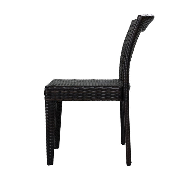 English Elm Outdoor Stackable Dining Chair Set PE Rattan Diamond Weave Iron Frame Patio Duo N779P433231B
