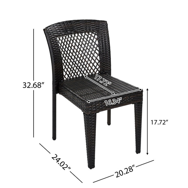 English Elm Outdoor Stackable Dining Chair Set PE Rattan Diamond Weave Iron Frame Patio Duo N779P433231B