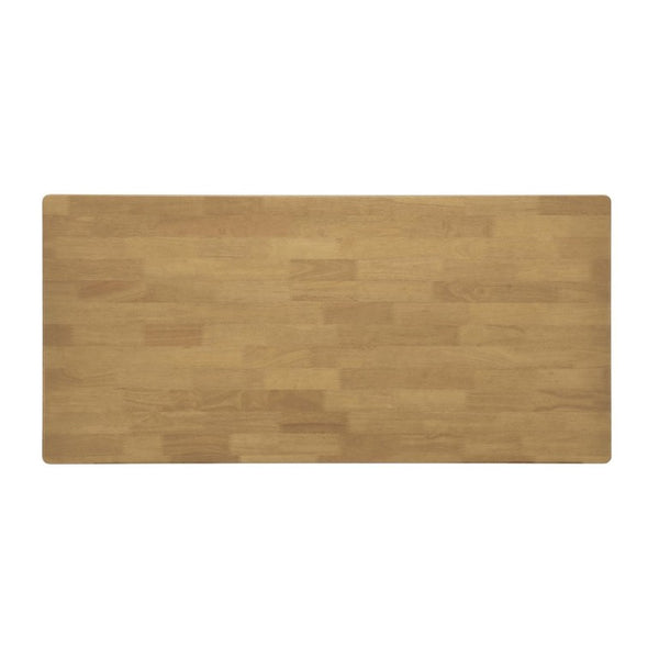 English Elm Walnut-Colored Rubberwood Dining Table with Rattan Woven Legs Seats Six Bohemian Natural N779P436250N