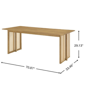 English Elm 5-Piece Rubberwood Dining Set with Rattan Accents for Farmhouse or Coastal Rooms Natural/White N779P436250N_N779P233060W-2