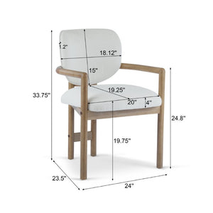 English Elm 5-Piece Rubberwood Dining Set with Rattan Accents for Farmhouse or Coastal Rooms Natural/White N779P436250N_N779P233060W-2