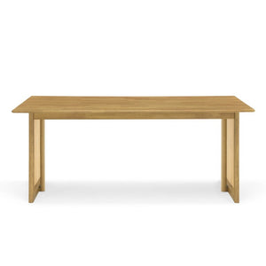 English Elm Walnut-Colored Rubberwood Dining Set with Rattan Woven Legs Boho Mid-Century 3 Piece Natural N779P436250N_N779P436252N-2