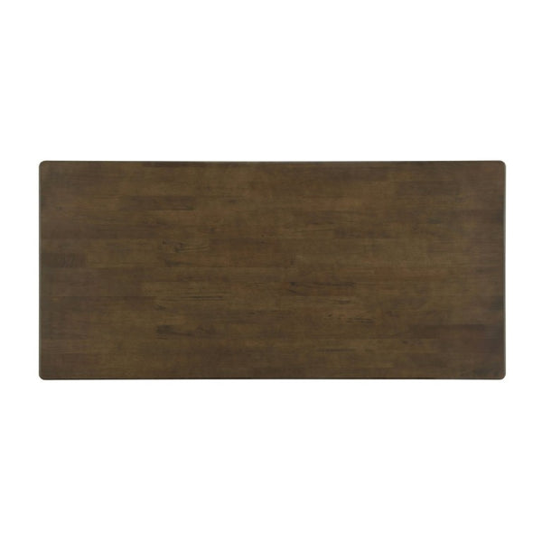 English Elm Walnut-Colored Rubberwood Dining Table with Rattan Woven Legs Seats Six Bohemian Coffee/Walnut N779P436250W