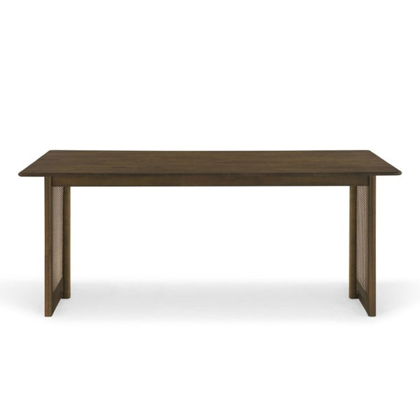 English Elm 5-Piece Rubberwood Dining Set with Rattan Accents for Farmhouse or Coastal Rooms Beige/Brown/Coffee/Walnut N779P436250W_N779P233060B-2