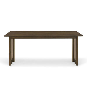 English Elm Walnut-Colored Rubberwood Dining Set with Rattan Woven Legs Boho Mid-Century 3 Piece Walnut N779P436250W_N779P436252W-2