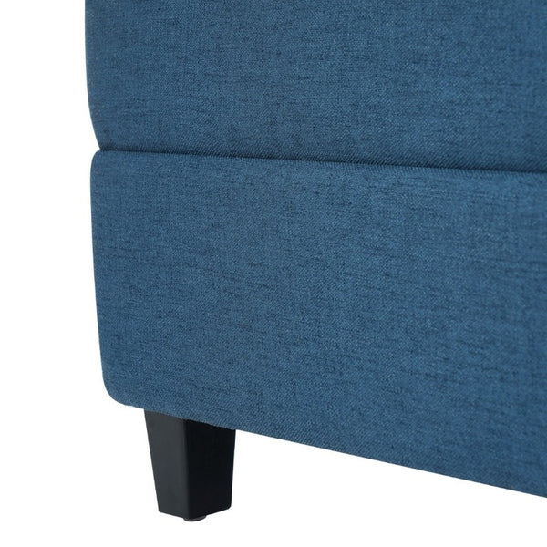 English Elm Navy Button Tufted Fabric Ottoman Footrest with Rubberwood Legs for Living Room N779P445624N