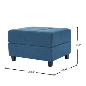 English Elm Navy Button Tufted Fabric Ottoman Footrest with Rubberwood Legs for Living Room N779P445624N