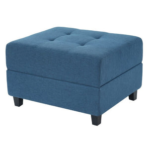 English Elm Navy Button Tufted Fabric Ottoman Footrest with Rubberwood Legs for Living Room N779P445624N