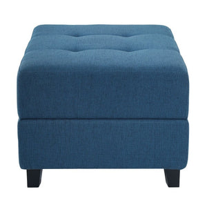 English Elm Navy Button Tufted Fabric Ottoman Footrest with Rubberwood Legs for Living Room N779P445624N