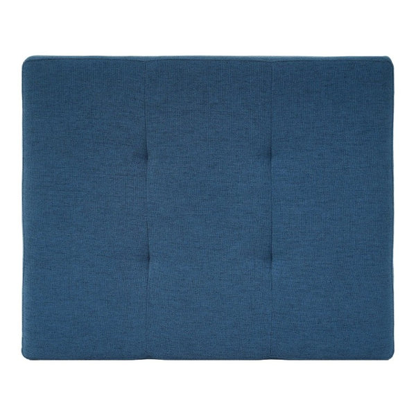 English Elm Navy Button Tufted Fabric Ottoman Footrest with Rubberwood Legs for Living Room N779P445624N