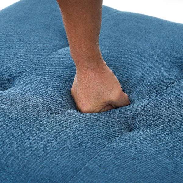 English Elm Navy Button Tufted Fabric Ottoman Footrest with Rubberwood Legs for Living Room N779P445624N