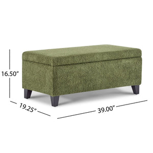 English Elm Storage Ottoman Boucle Upholstered Flip Top Bench with Rubberwood Legs Mid-century Style N779P458126G
