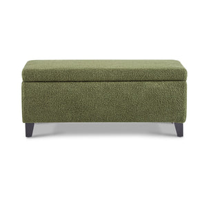 English Elm Storage Ottoman Boucle Upholstered Flip Top Bench with Rubberwood Legs Mid-century Style N779P458126G