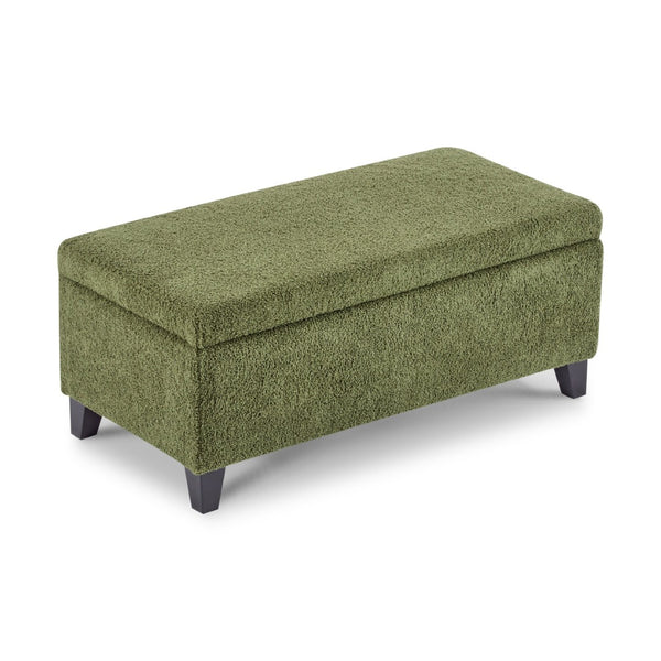 English Elm Storage Ottoman Boucle Upholstered Flip Top Bench with Rubberwood Legs Mid-century Style N779P458126G