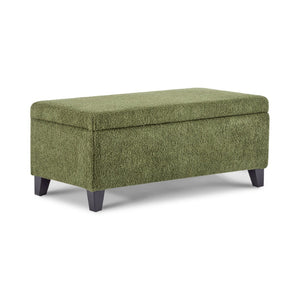 English Elm Storage Ottoman Boucle Upholstered Flip Top Bench with Rubberwood Legs Mid-century Style N779P458126G