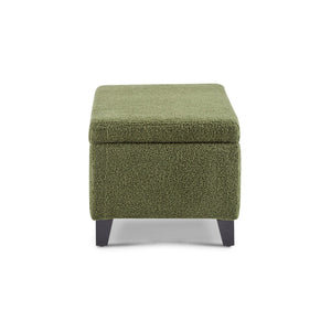 English Elm Storage Ottoman Boucle Upholstered Flip Top Bench with Rubberwood Legs Mid-century Style N779P458126G