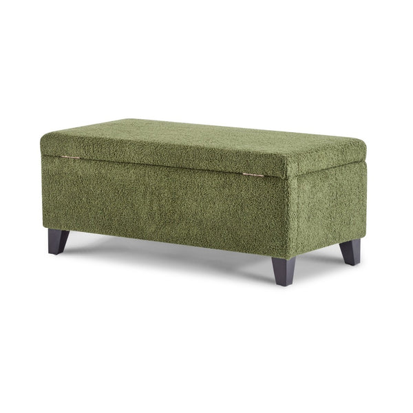 English Elm Storage Ottoman Boucle Upholstered Flip Top Bench with Rubberwood Legs Mid-century Style N779P458126G