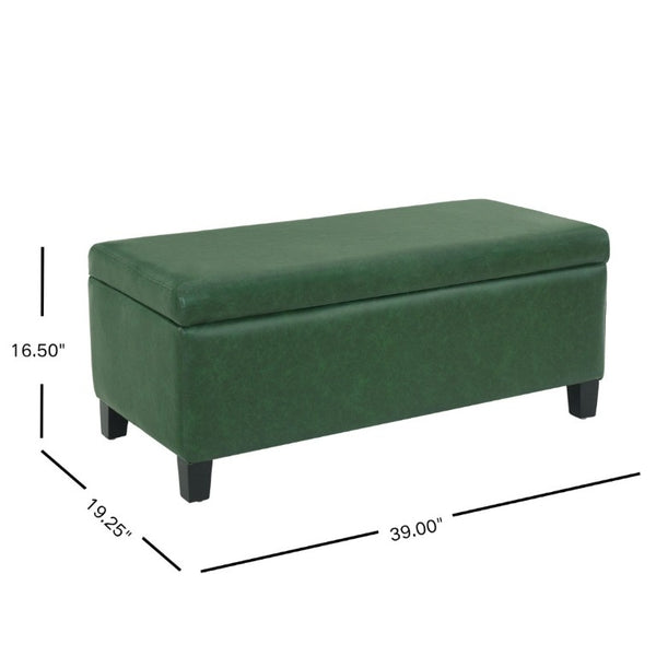 English Elm Storage Ottoman PU Leather Bench with Hydraulic Lid and Solid Rubberwood Legs N779P458126P