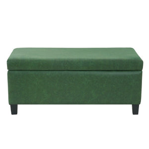 English Elm Storage Ottoman PU Leather Bench with Hydraulic Lid and Solid Rubberwood Legs N779P458126P