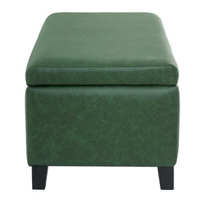 English Elm Storage Ottoman PU Leather Bench with Hydraulic Lid and Solid Rubberwood Legs N779P458126P