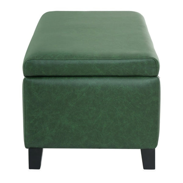 English Elm Storage Ottoman PU Leather Bench with Hydraulic Lid and Solid Rubberwood Legs N779P458126P