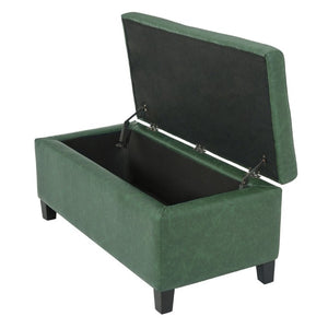 English Elm Storage Ottoman PU Leather Bench with Hydraulic Lid and Solid Rubberwood Legs N779P458126P