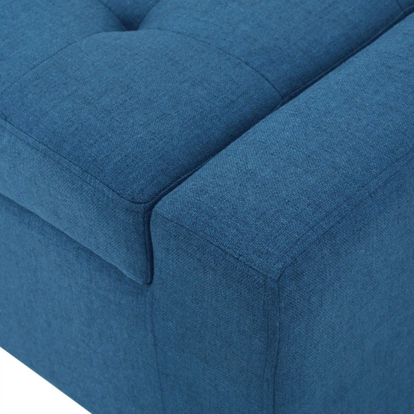 English Elm Navy Button Tufted Storage Bench Upholstered Footrest with Rubberwood Legs for Bedroom N779P458170N